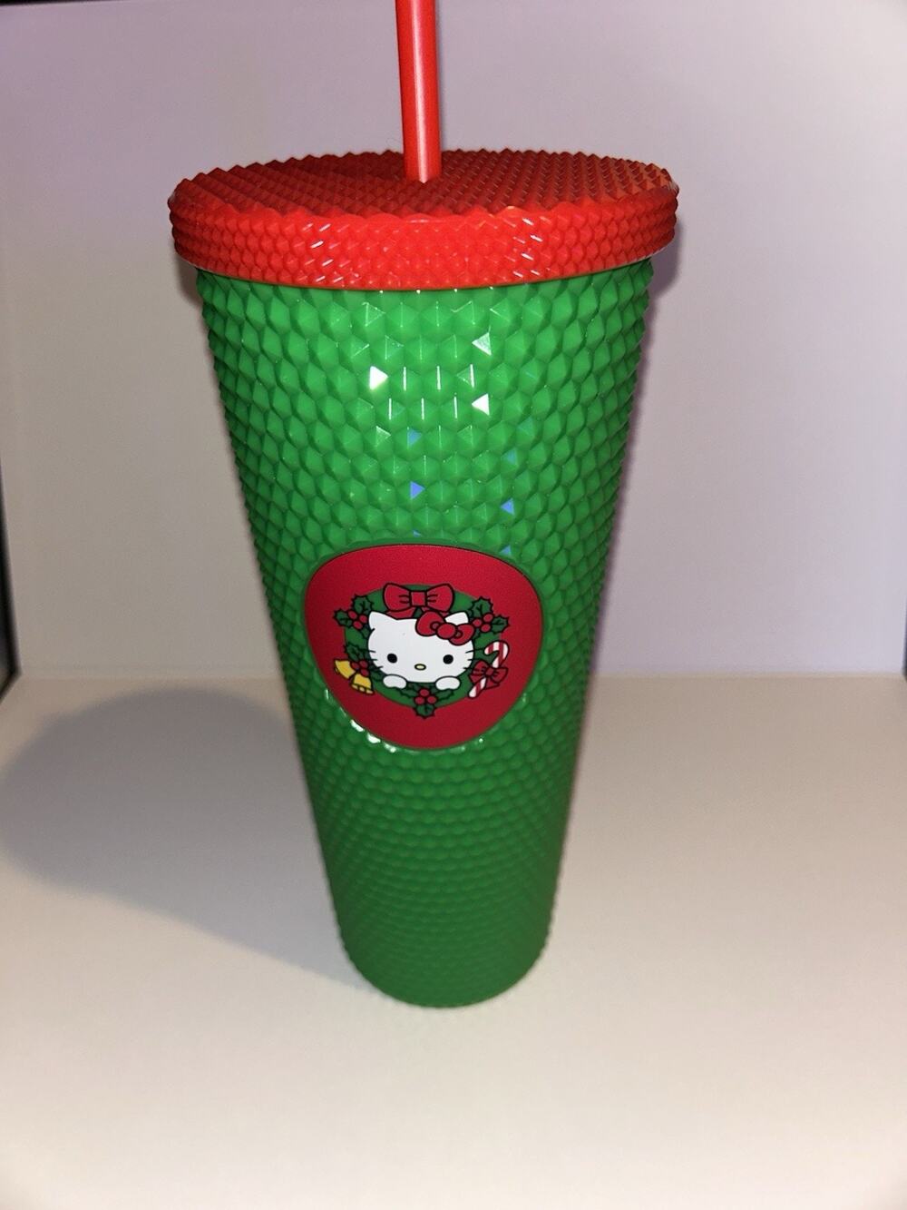 Hello Kitty 2024 Holiday Wreath Tumbler Red And Green With Straw